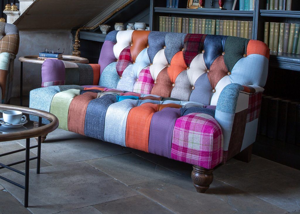 Vintage Sofa Company Morgan 2 Seater Sofa   LeatherWool Patchwork | Shackletons