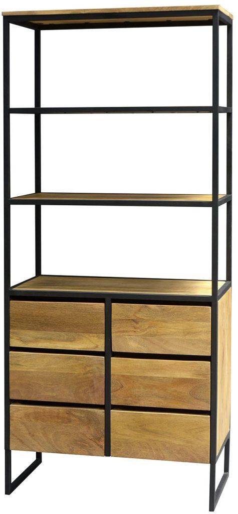 Carlton Furniture Java Natural Line Mango Wood 6 Drawer Bookcase | Shackletons