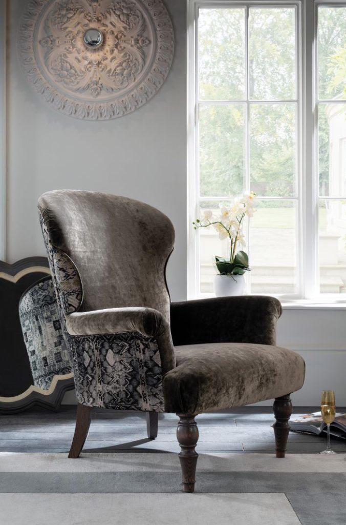 Spink  Edgar Garland Chair shown in Opium Moonstone and Rio Indigo | Shackletons