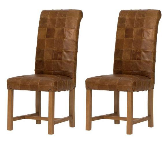 Pair of Carlton Furniture   Windermere Rollback Chairs Patchwork 3L Leather | Shackletons