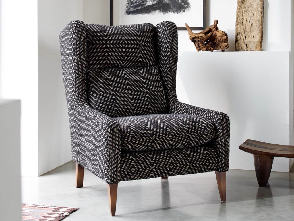 Alexander  James Portrait Chair in Caspian Ebony Fabric | Shackletons