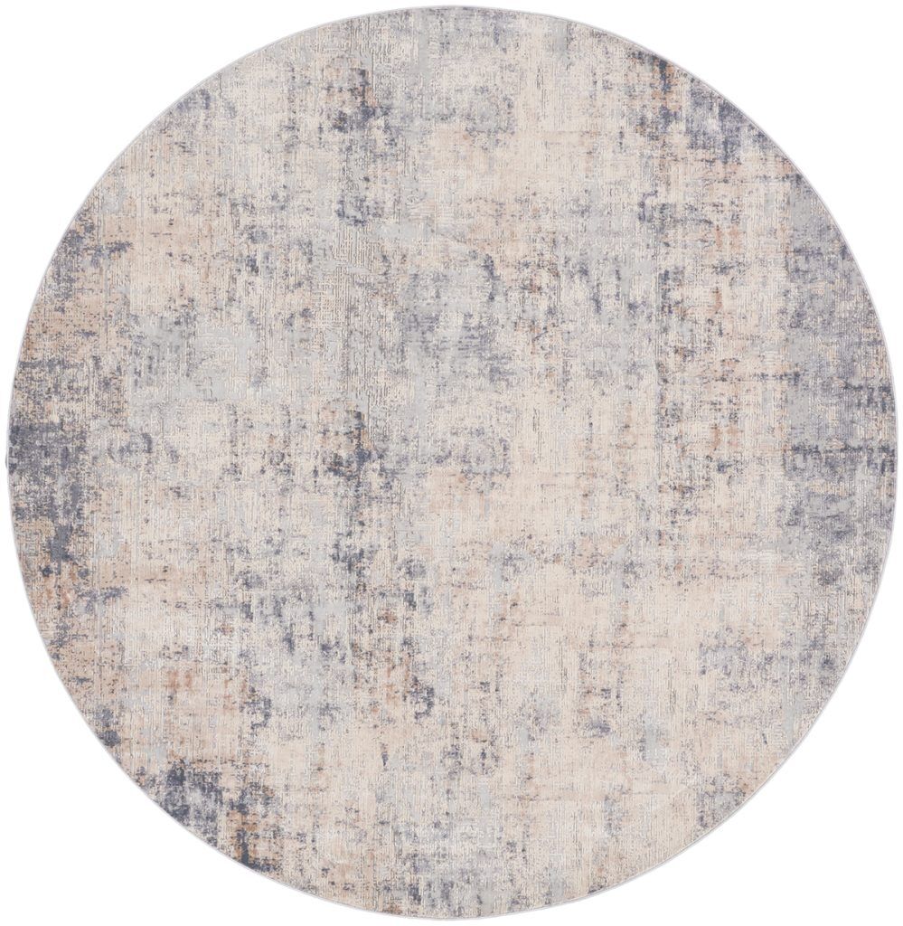 Nourison Rugs   Rustic Textures Circular RUS01 Rug in Grey  Beige   16m x 16m | Shackletons