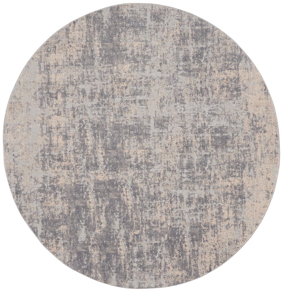 Nourison Rugs   Rustic Textures Circular RUS01 Rug in Grey  Beige   24m x 24m | Shackletons