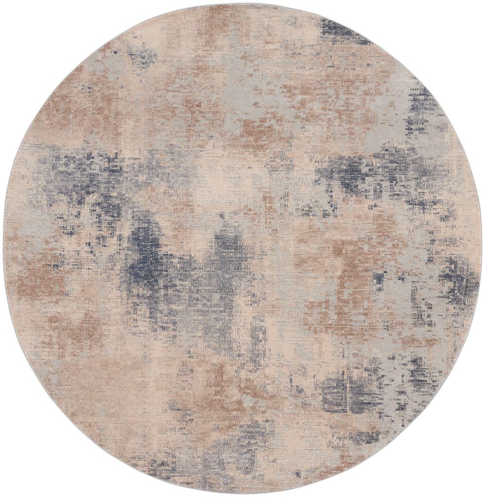 Nourison Rugs   Rustic Textures Circular RUS02 Rug in Beige  Grey   24m x 24m | Shackletons