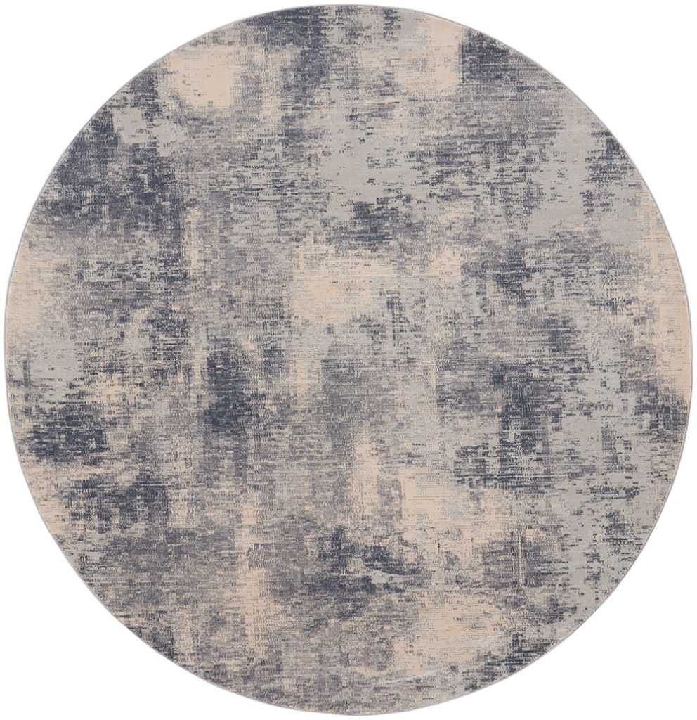 Nourison Rugs   Rustic Textures Circular RUS02 Rug in Blue  Ivory   24m x 24m | Shackletons