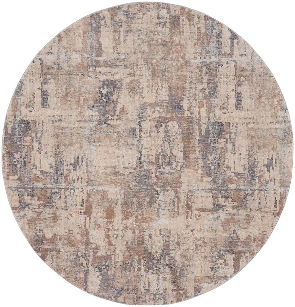 Nourison Rugs   Rustic Textures Circular RUS06 Rug in Beige  Grey   24m x 24m | Shackletons