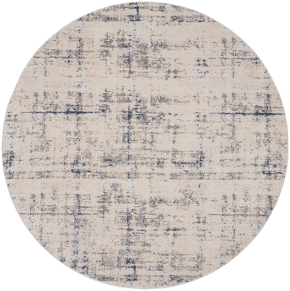 Nourison Rugs   Rustic Textures Circular RUS06 Rug in Ivory  Blue   16m x 16m | Shackletons