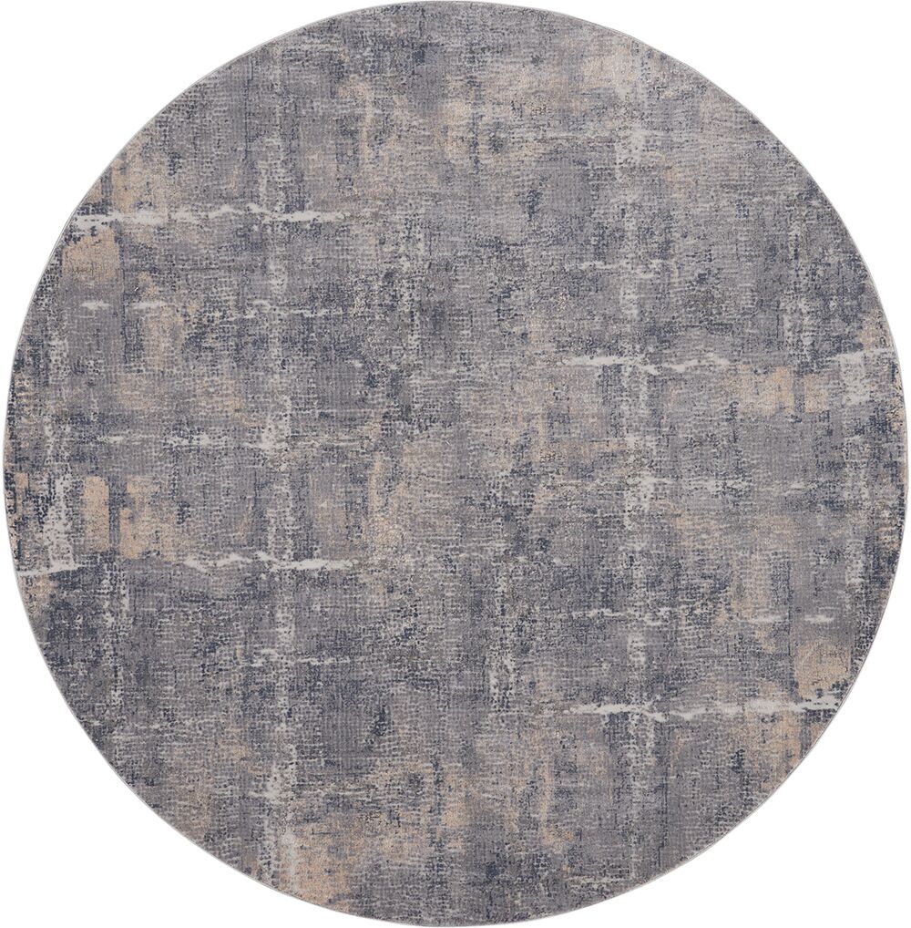 Nourison Rugs   Rustic Textures Circular RUS06 Rug in Grey  Beige   16m x 16m | Shackletons