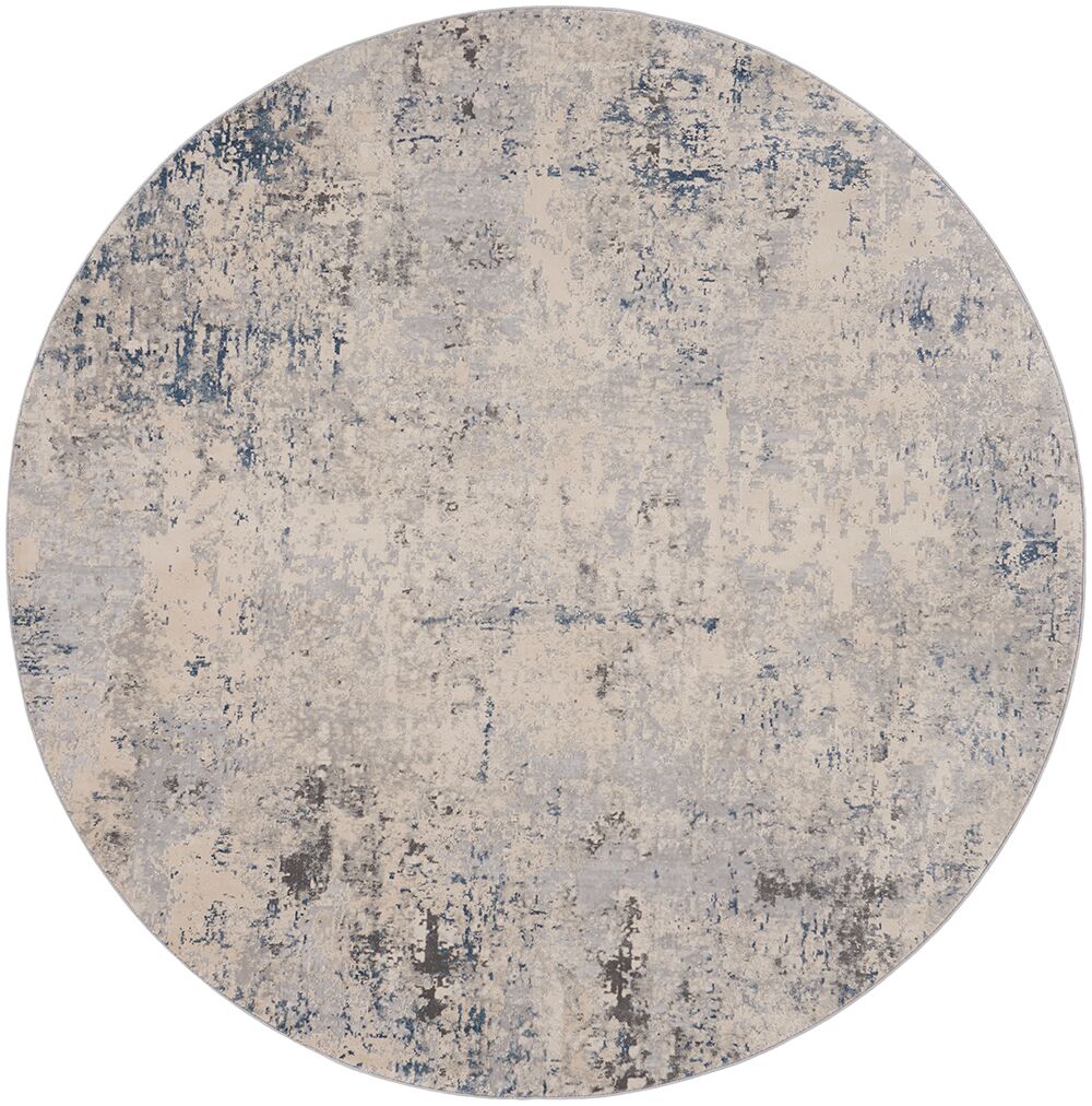 Nourison Rugs   Rustic Textures Circular RUS07 Rug in Ivory Grey Beige   24m x 24m | Shackletons
