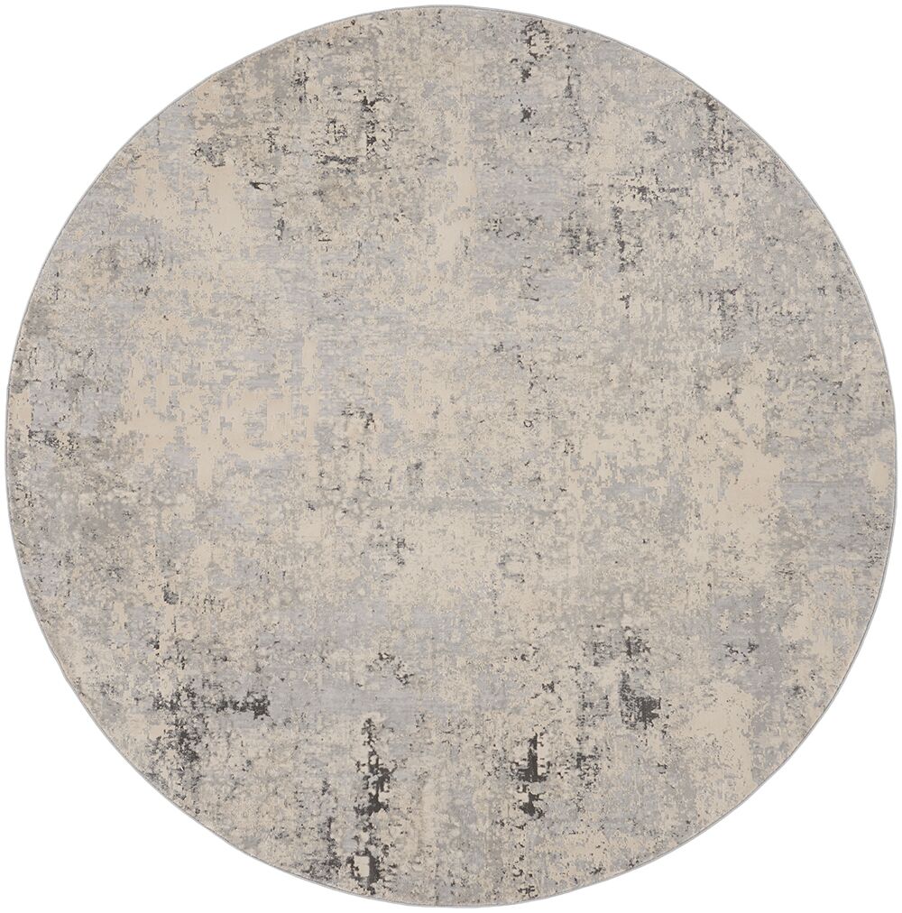 Nourison Rugs   Rustic Textures Circular RUS07 Rug in Grey  Beige   16m x 16m | Shackletons