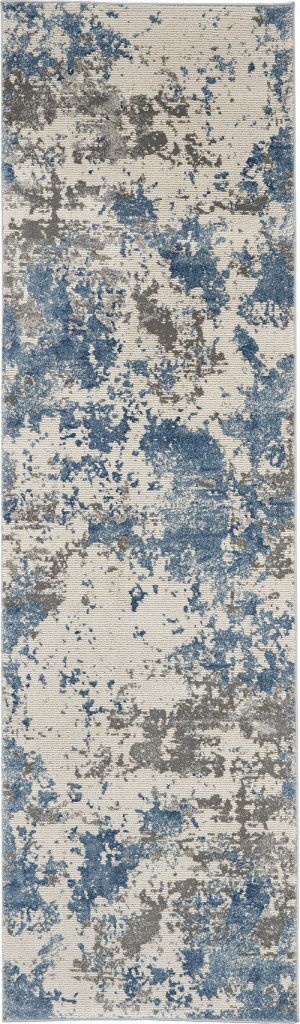 Nourison Rugs   Rustic Textures Runner RUS08 Rug in Grey  Blue   23m x 066m | Shackletons