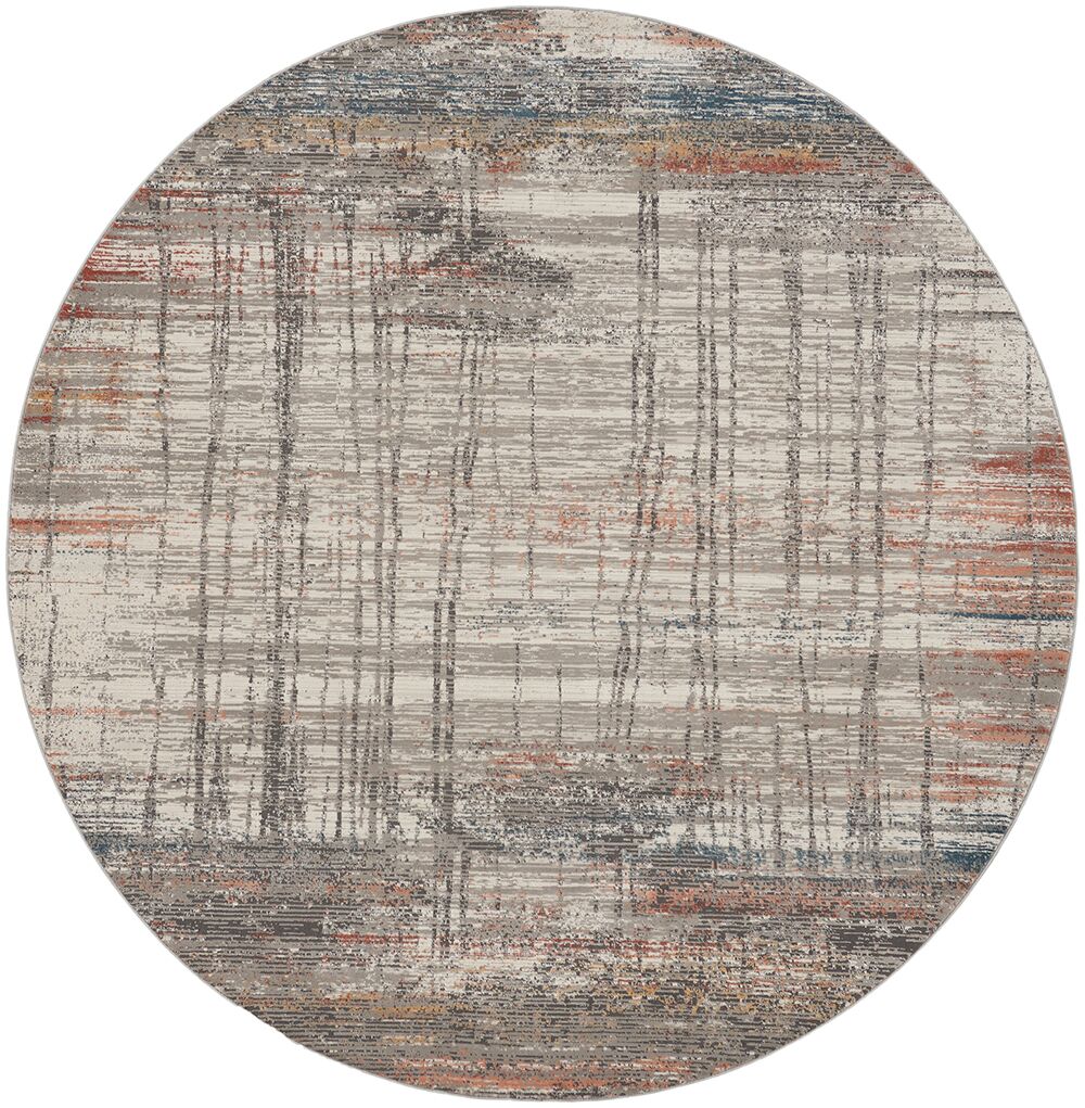 Nourison Rugs   Rustic Textures Circular RUS12 Rug in Grey  Multicolour   16m x 16m | Shackletons