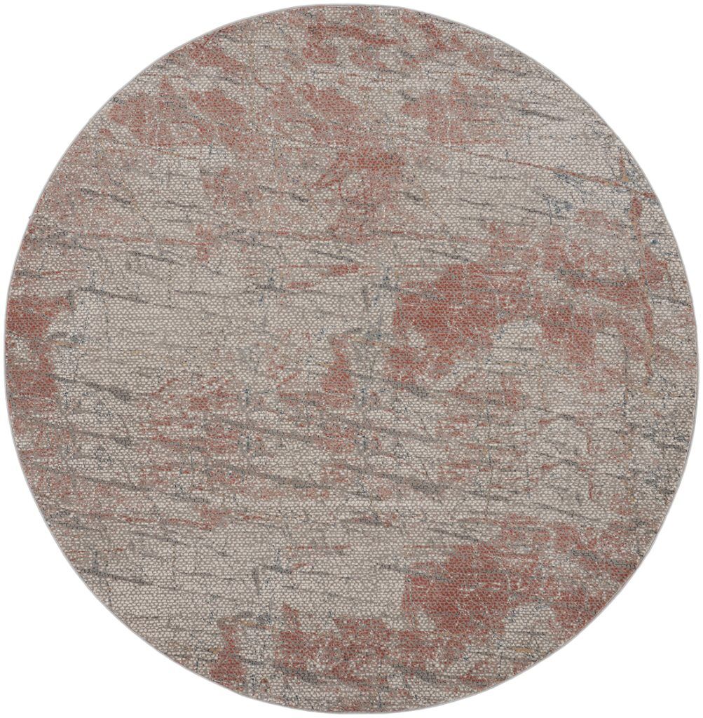 Nourison Rugs   Rustic Textures Circular RUS15 Rug in Grey  Rust   24m x 24m | Shackletons