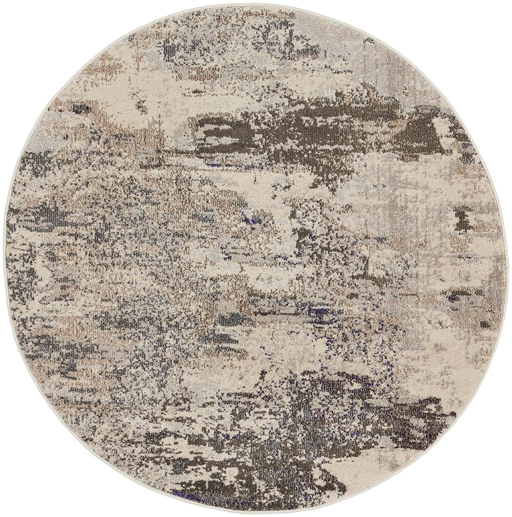 Nourison Rugs Celestial Round Rug   122m x 122m in Ivory Grey | Shackletons