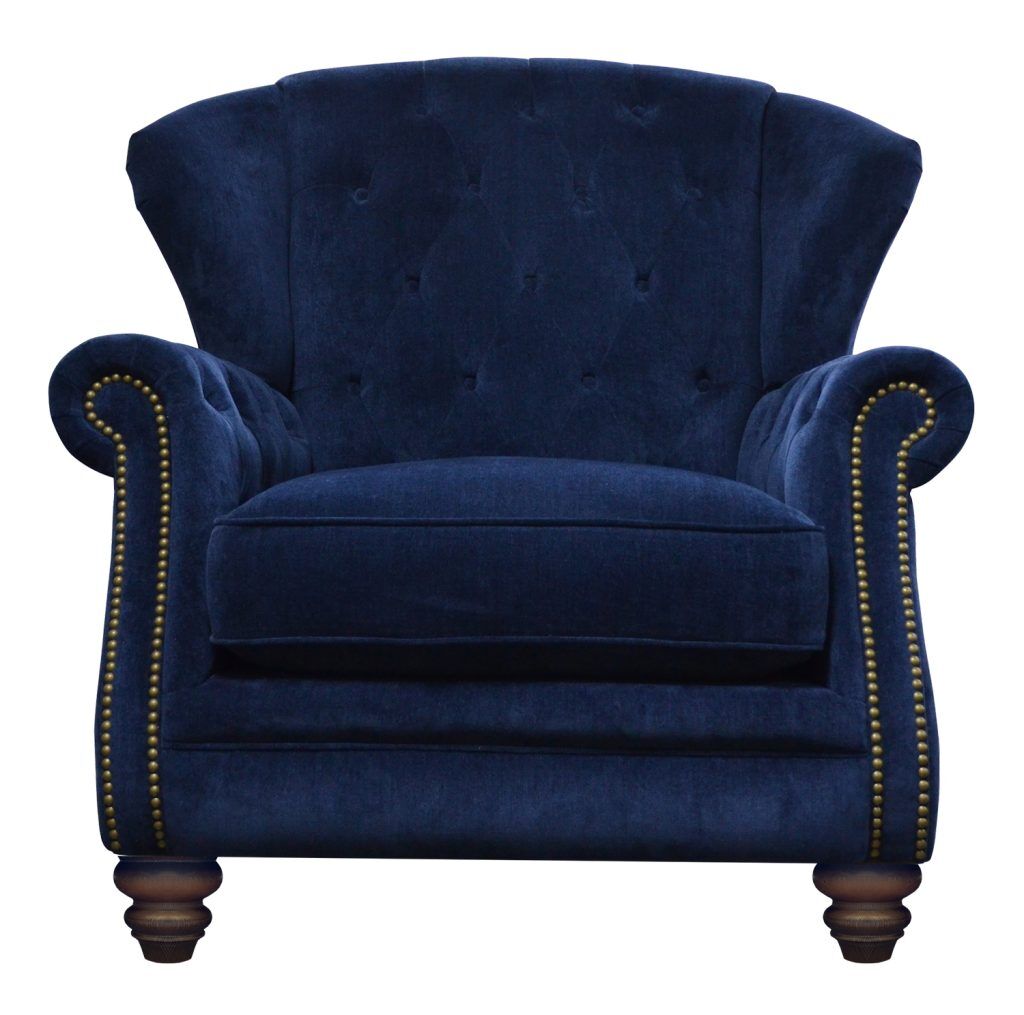 Alexander  James Nola Wing Chair in Oasis Navy Fabric | Shackletons