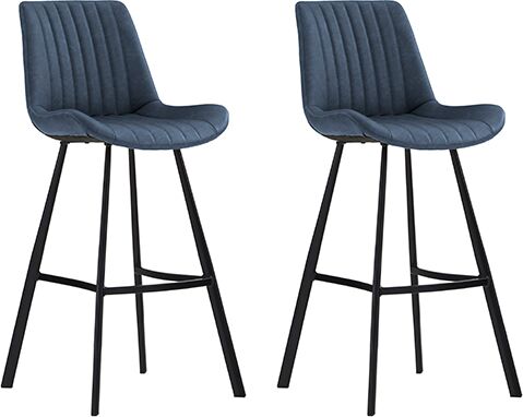 Corndell Furniture Pair of Monica Bar Chairs  Dark Blue | Shackletons