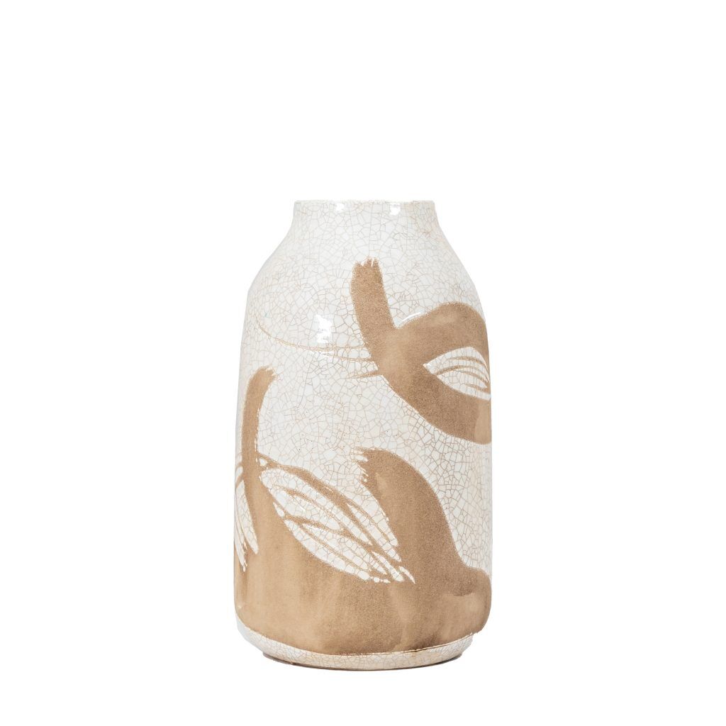Gallery Direct Goya Vase Small Reactive White Brown | Shackletons