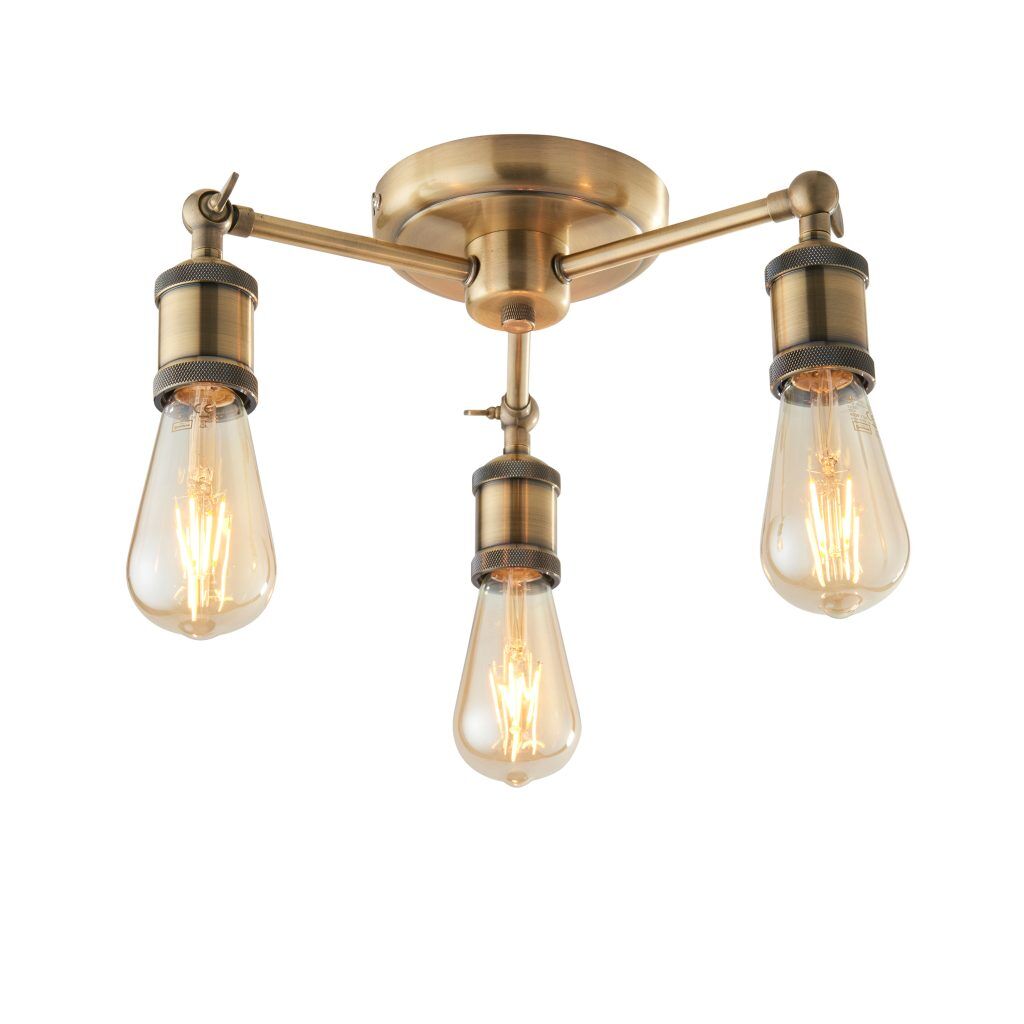 Gallery Direct Hal 3 Ceiling Light Antique Brass | Shackletons