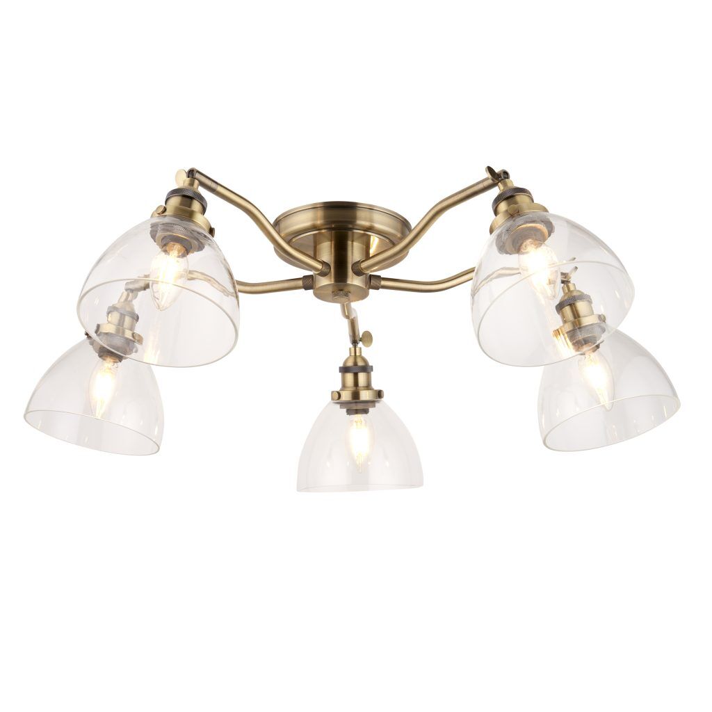 Gallery Direct Hansen 5 Ceiling Light Antique Brass | Shackletons