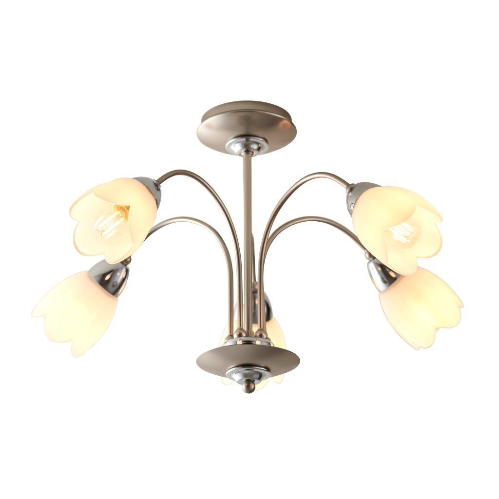Gallery Direct Petal 5 Ceiling Lamp Satin Chrome | Shackletons