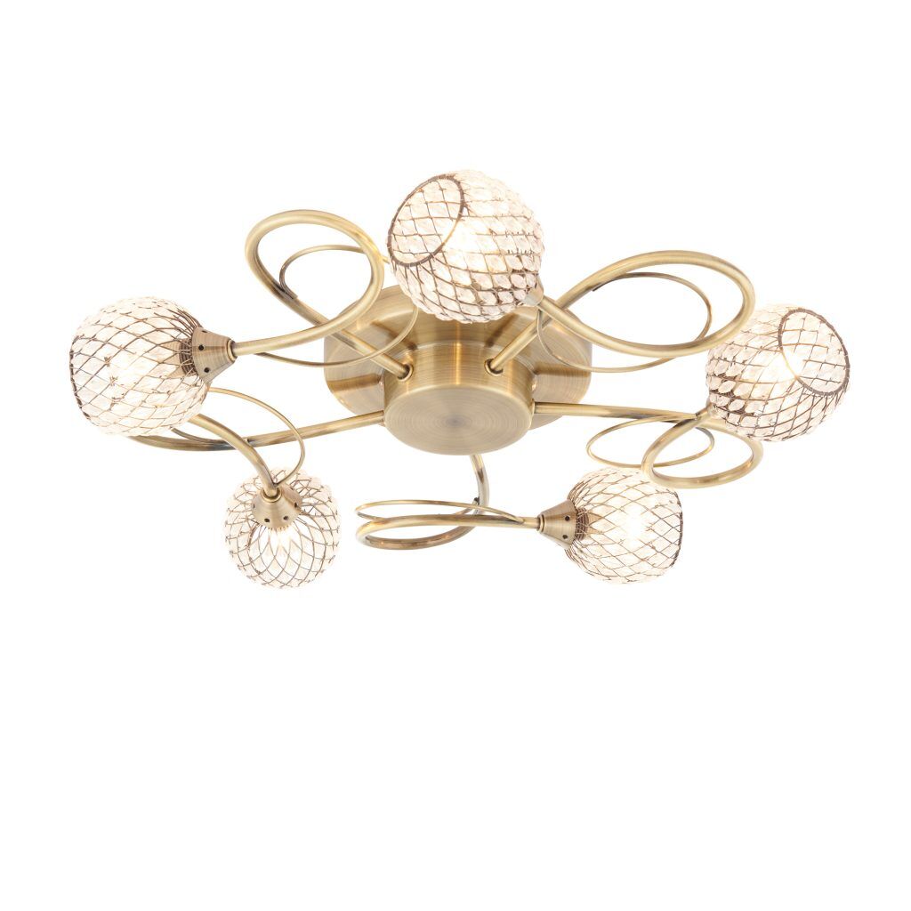 Gallery Direct Aherne 5 Ceiling Lamp Antique Brass | Shackletons
