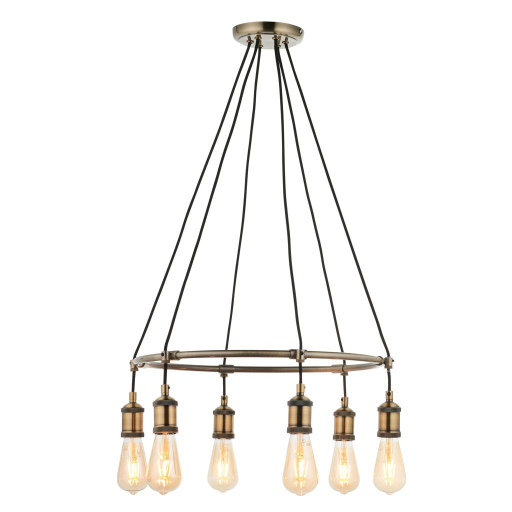 Gallery Direct Hal 6 Pendant Light Antique Brass | Shackletons