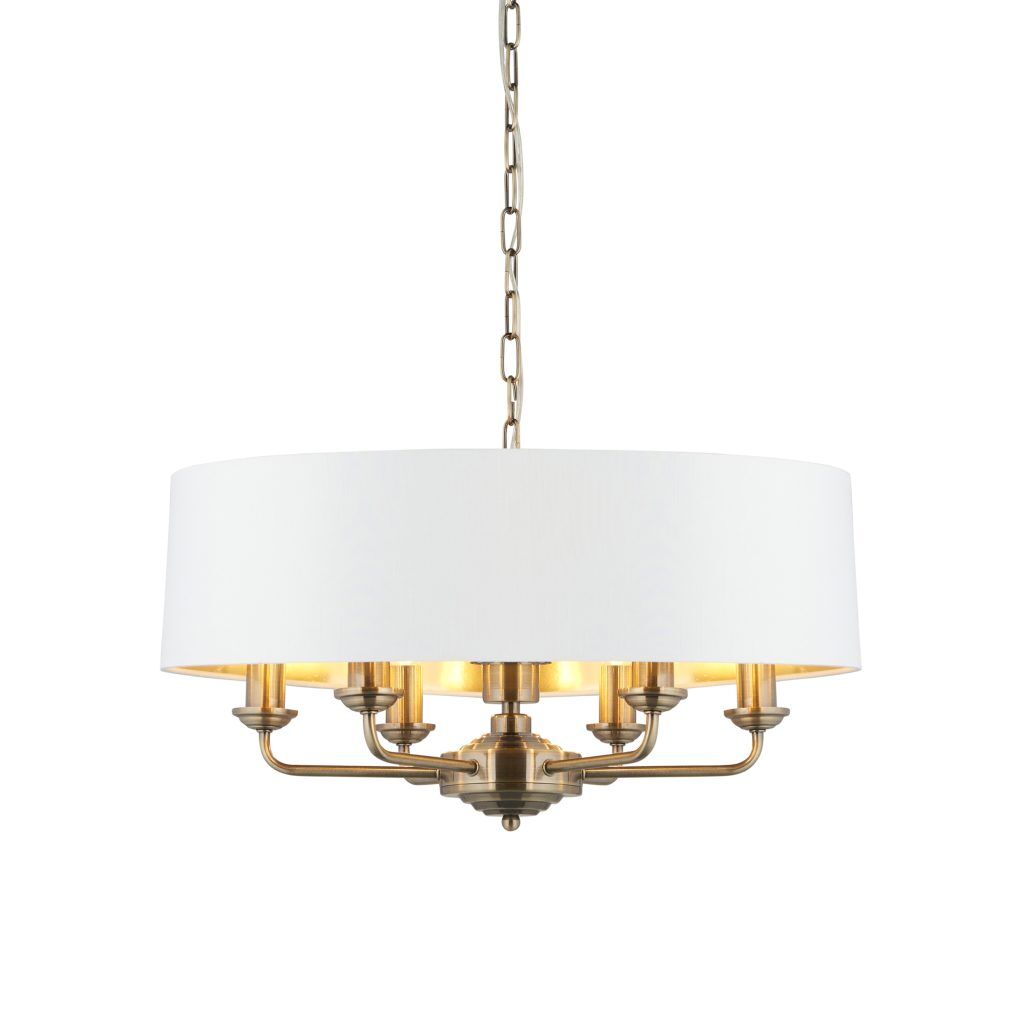 Gallery Direct Highclere 6 Pendant Light Antique Brass 350 1740mm | Shackletons