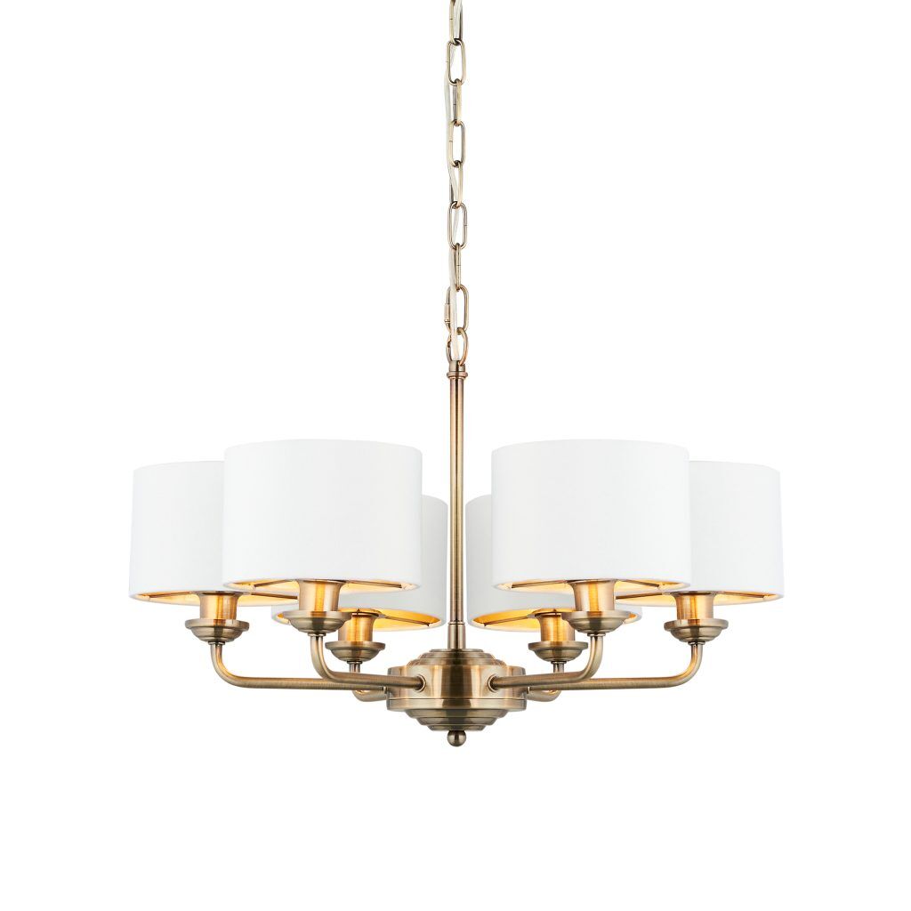 Gallery Direct Highclere 6 Pendant Light Antique Brass 500 1855mm | Shackletons