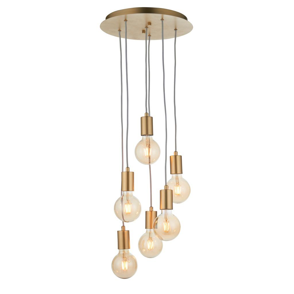 Gallery Direct Studio 6 Pendant Light Satin Brass | Shackletons