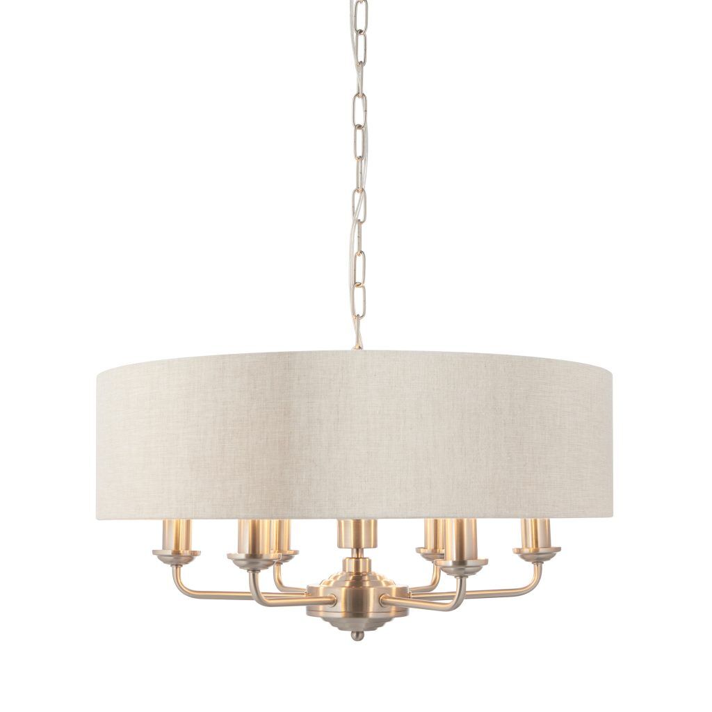 Gallery Direct Highclere 6 Pendant Light Chrome  Natural | Shackletons