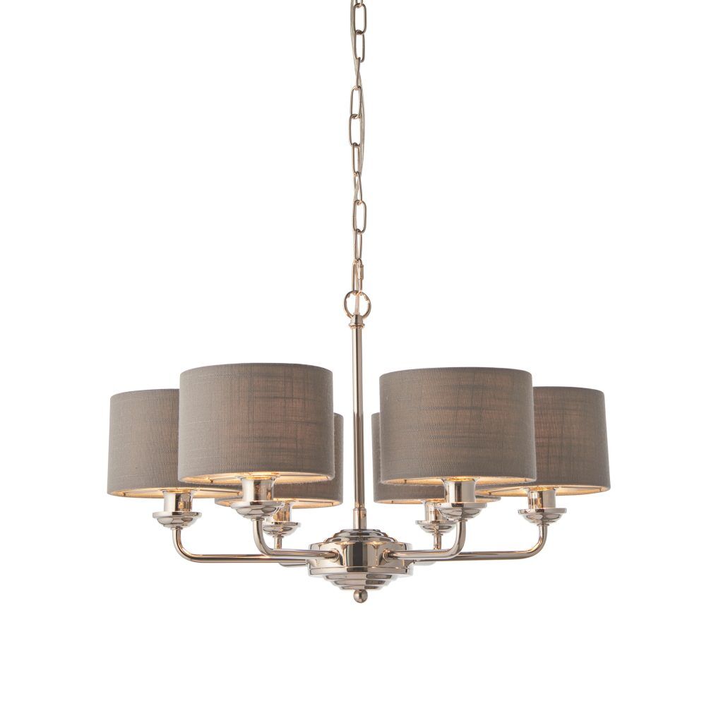 Gallery Direct Highclere 6 Pendant Lght Nckel  Chrcoal 300 900mm | Shackletons