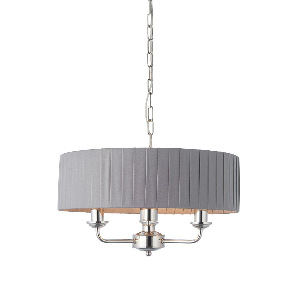 Gallery Direct Highclere 3 Pendant Lght Nckel  Chrcoal 300 760mm | Shackletons