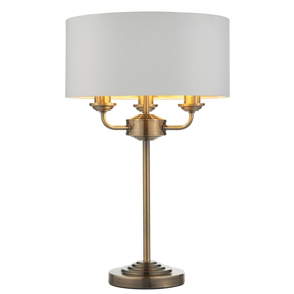 Gallery Direct Highclere 3 Table Lamp Antique Brass | Shackletons