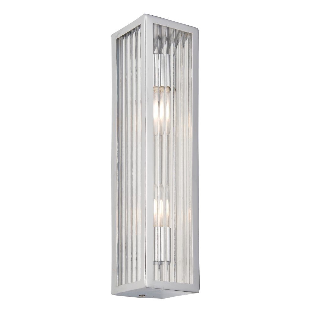 Gallery Direct Newham Bathroom 2 Wall Light ChromeClear Ribbed | Shackletons