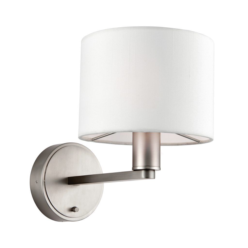 Gallery Direct Daley Wall Light Nickel  White Faux Silk | Shackletons