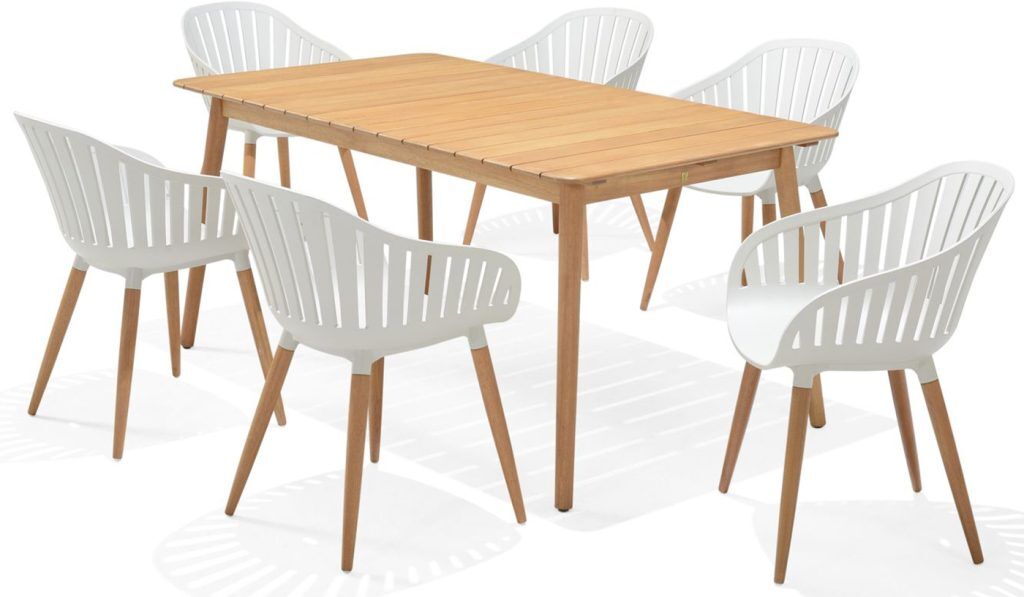 LifestyleGarden Nassau DuraOcean 6 Seat Rectangular Dining Set   Oatmeal | Shackletons
