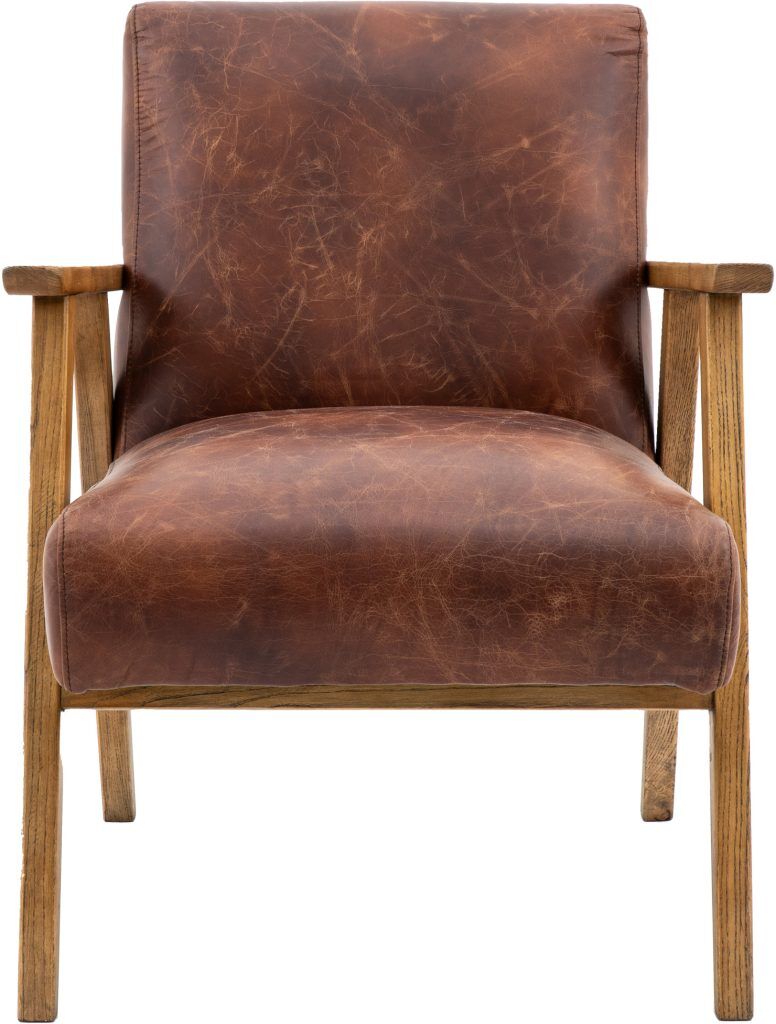 Gallery Direct Neyland Armchair Vintage Brown Leather | Shackletons