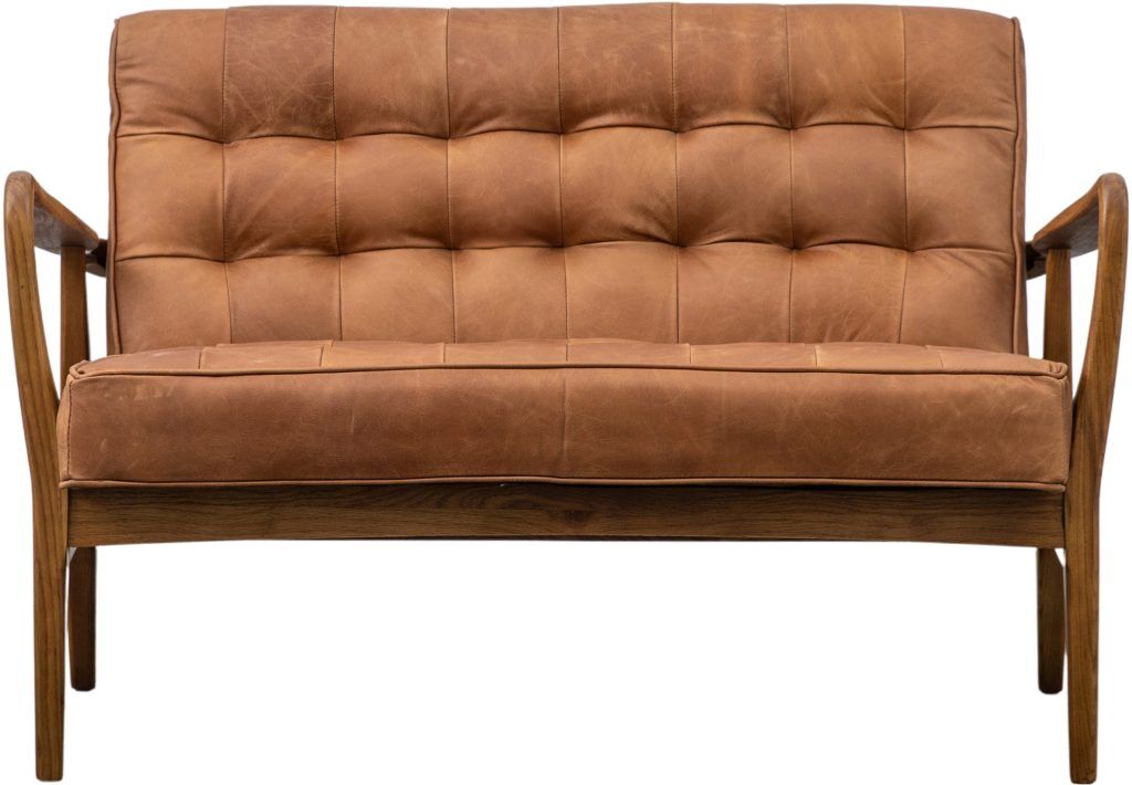 Gallery Direct Humber 2 Seater Sofa Vintage Brown Leather | Shackletons