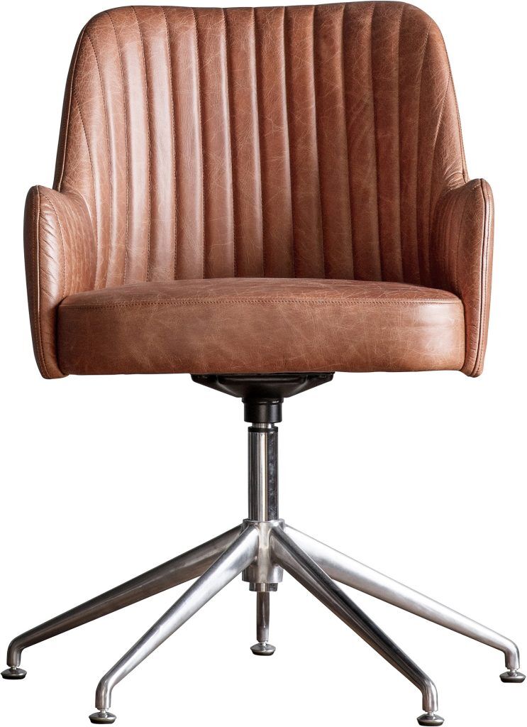 Gallery Direct Curie Swivel Chair Vintage Brown Leather | Shackletons