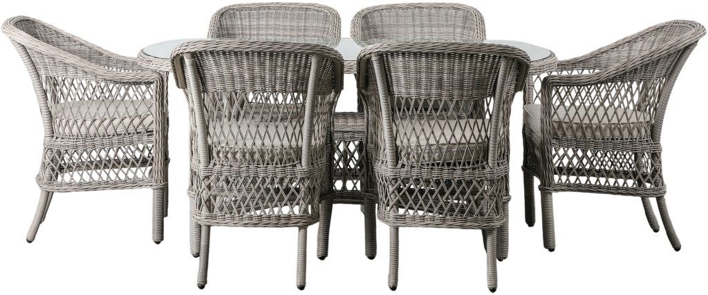 Gallery Garden Menton 6 Seater Oval Dining Set Stone | Shackletons