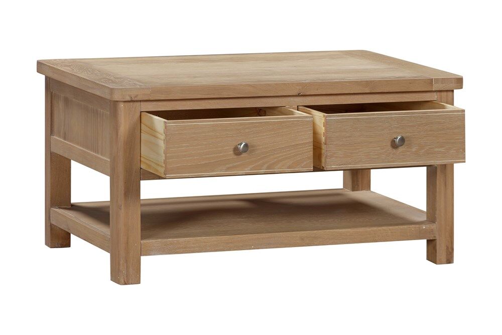 Foxington Coffee Table with 2 Drawers   Natural Oak | Shackletons
