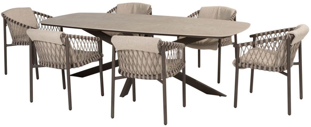4 Seasons Outdoor Allora 6 Seat Barrel Dining Set | Shackletons