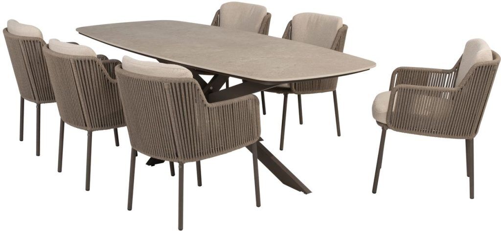 4 Seasons Outdoor Bernini 6 Seat Prado Barrel Dining Set | Shackletons