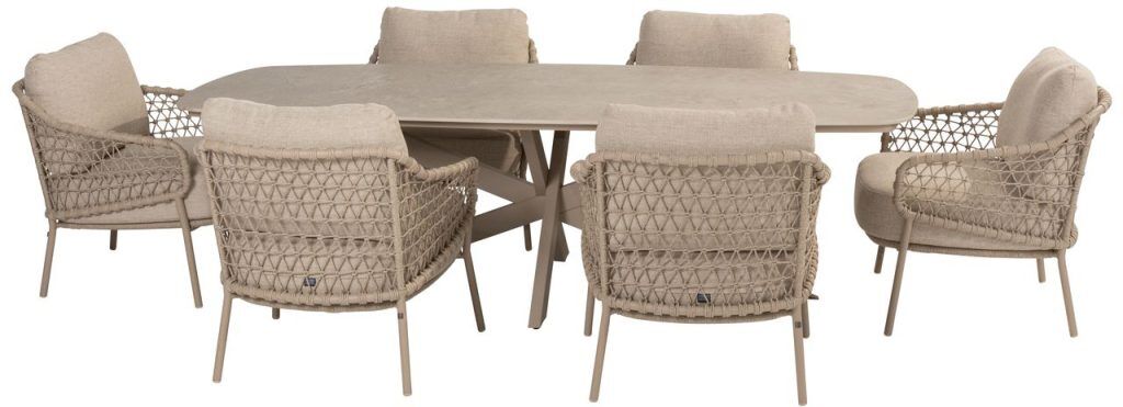 4 Seasons Outdoor Sardinia 6 Seat Barrel Dining Set | Shackletons