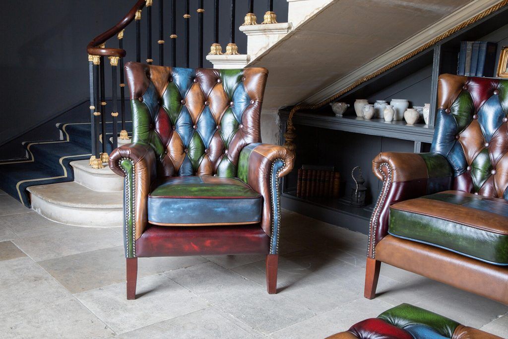 Vintage Sofa Company Bowes Rub Off Leather Patchwork Chair | Shackletons