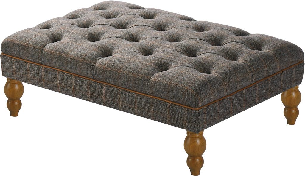 Vintage Sofa Company Buttoned Footstool in Harrington Tweed Fellwood Lodge | Shackletons