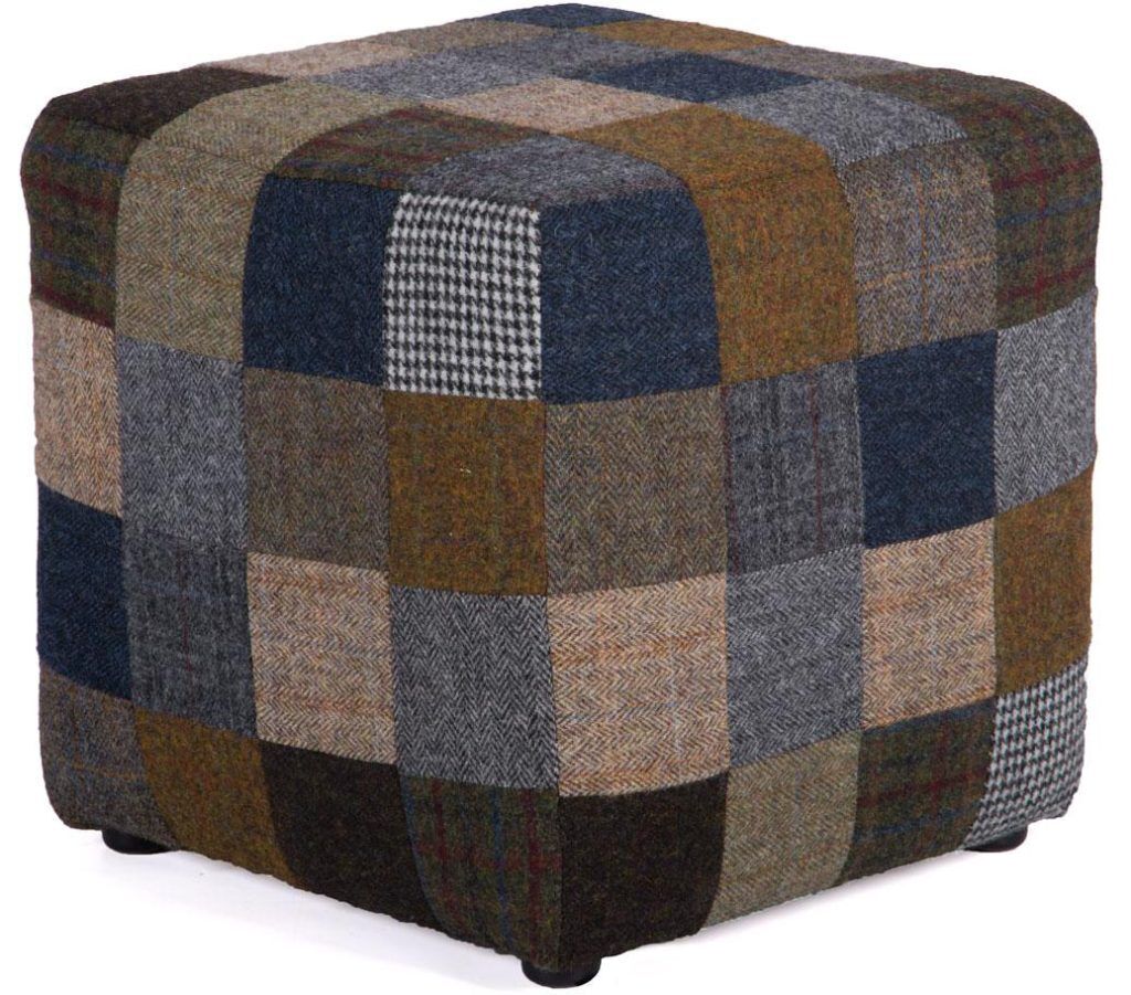 Vintage Sofa Company Framed Cube Stool Mixed Wool only Patchwork   no leather | Shackletons