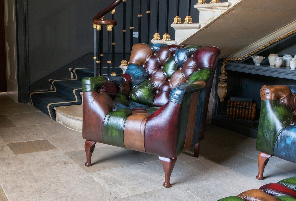 Vintage Sofa Company Litton Rub Off Leather Patchwork Armchair | Shackletons
