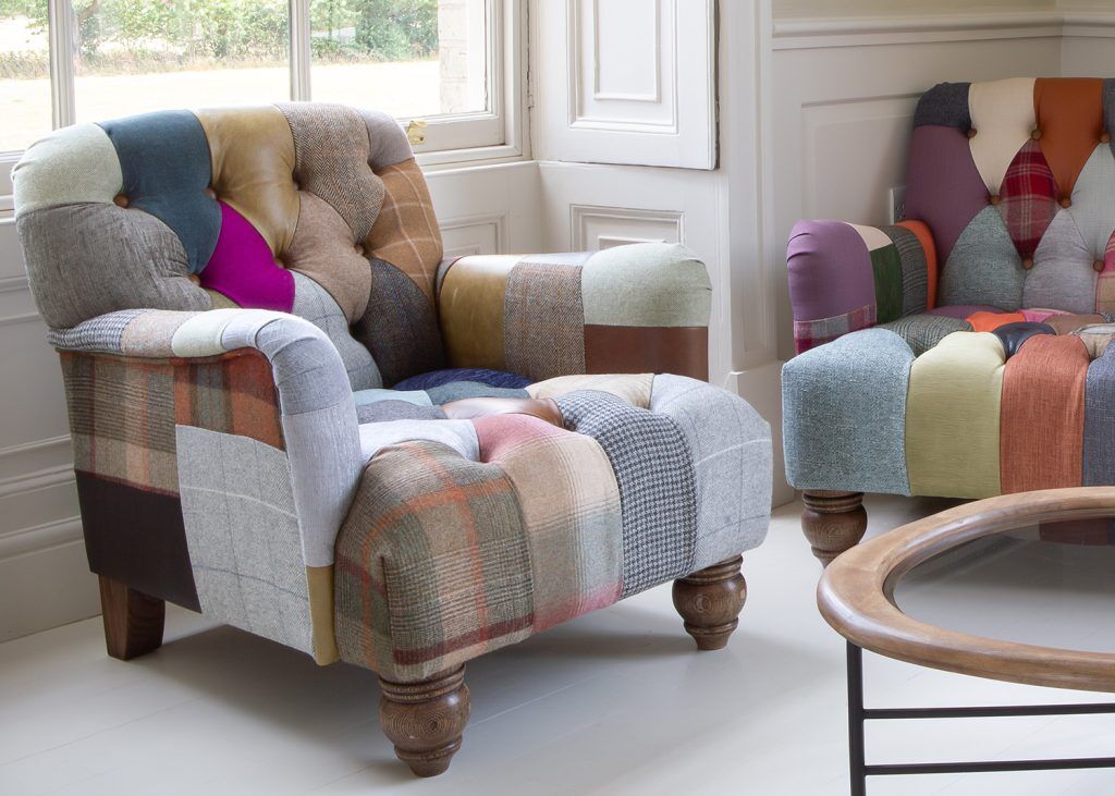 Vintage Sofa Company Morgan Armchair   LeatherWool Patchwork | Shackletons