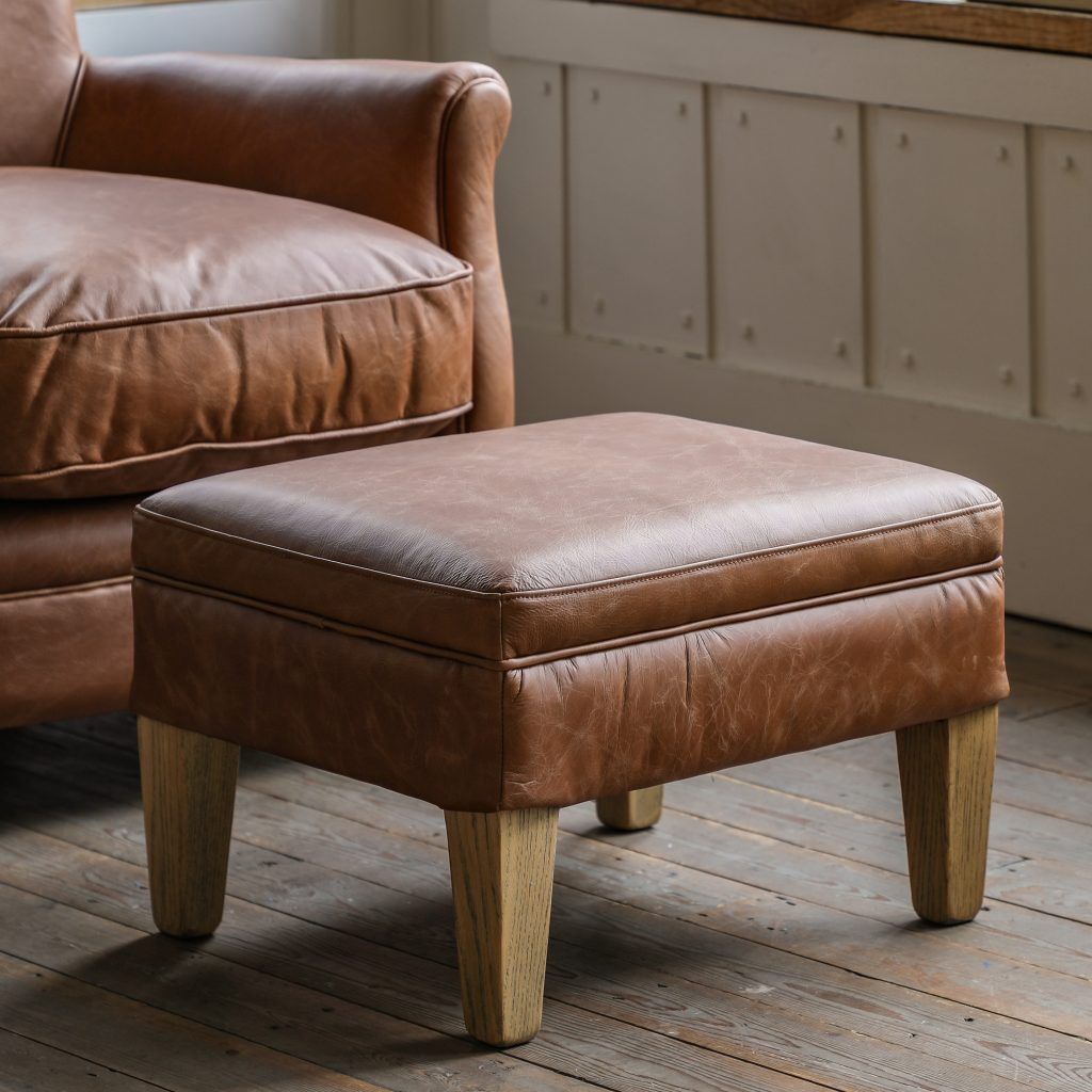 Gallery Direct Mr Paddington Stool Vintage Brown Leather | Shackletons